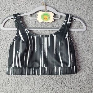 Title Nine Black & White Striped Sports Bra